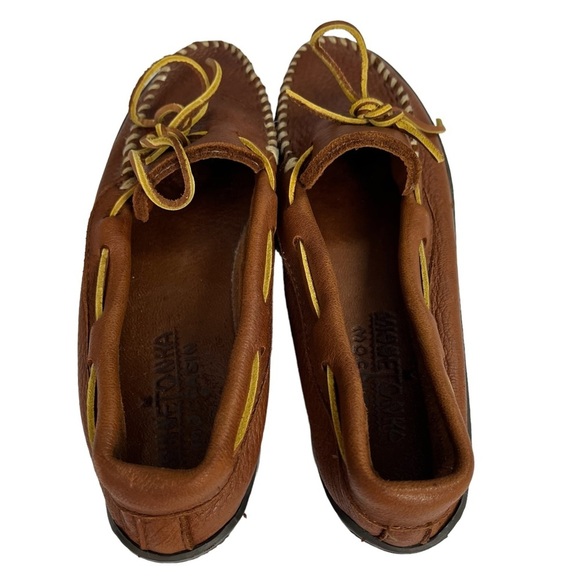 Minnetonka Moccasin Brown Leather Loafers Size Please See Measurements - Picture 6 of 12
